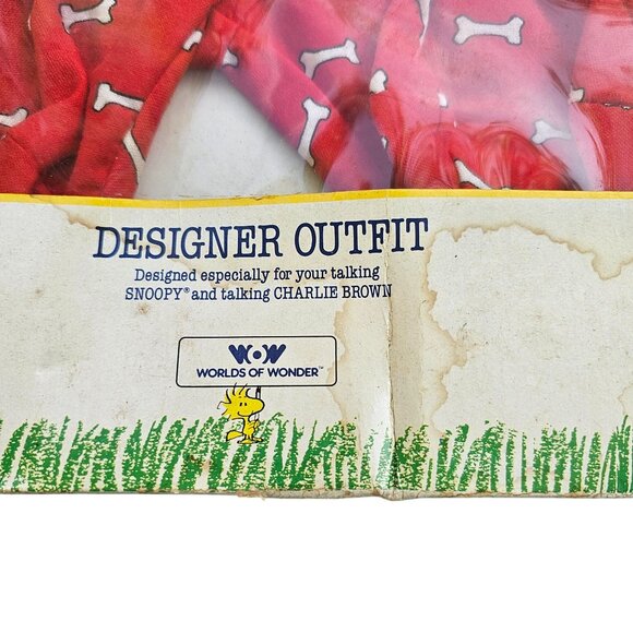 World Of Snoopy Designer Outfit Red Pajamas Bone Pattern For Talking Snoopy - Picture 4 of 11